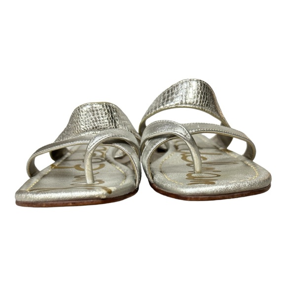 Sam Edelman Bernice Leather Metallic Silver Toe Loop Sandals Flats Sz 9.5 M - Picture 7 of 10